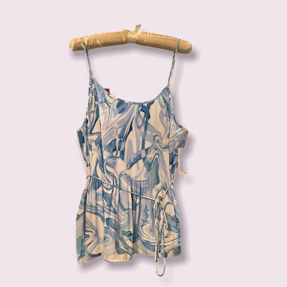 COPY - Nine West L Cami Tank Top Summer Breeze Spaghetti Strap Blouse Tie-Waist…